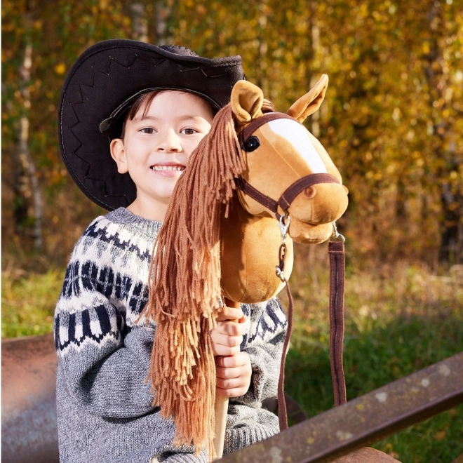 Cal de lemn pe băț Hobby Horse HOPPIHORSE Maro castaniu