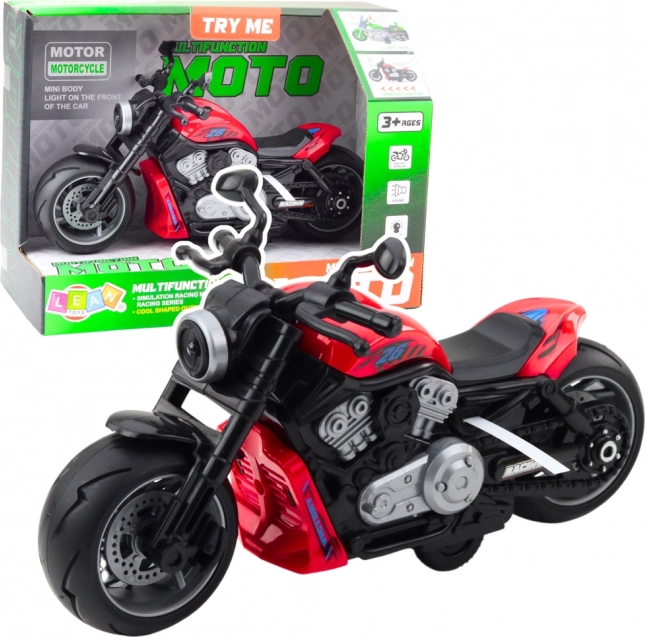 Motocicletă jucărie roșie cu efecte de lumină și sunet
