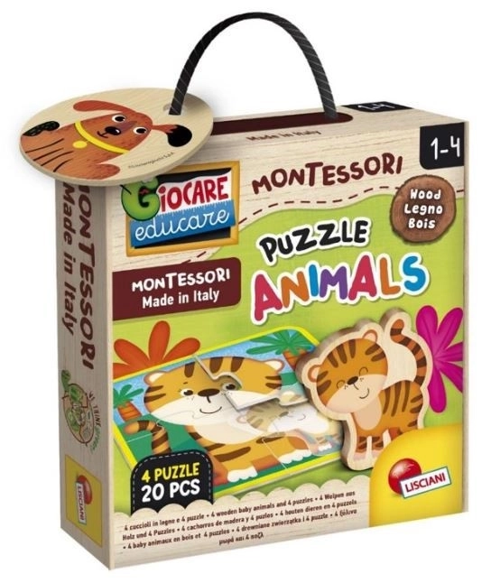 Puzzle din lemn Montessori cu animale