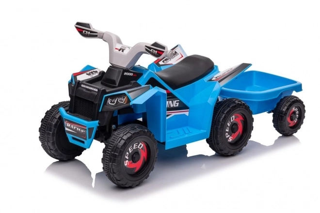 Quad albastru cu remorcă