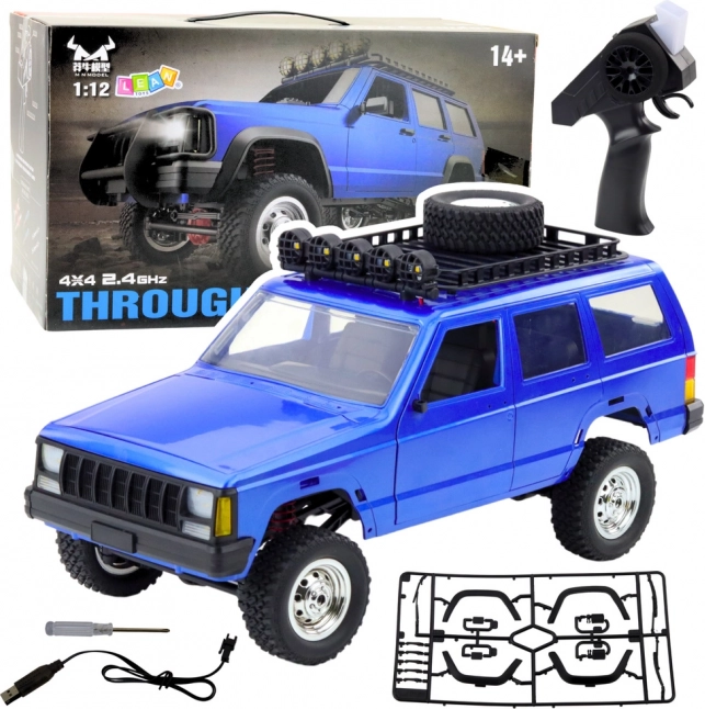 Mașină de curse RC 4x4 MN78 albastră 1:12