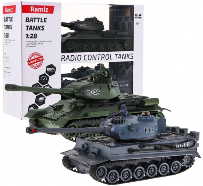 Tancuri cu telecomandă T-34 vs Tiger pentru copii 3+