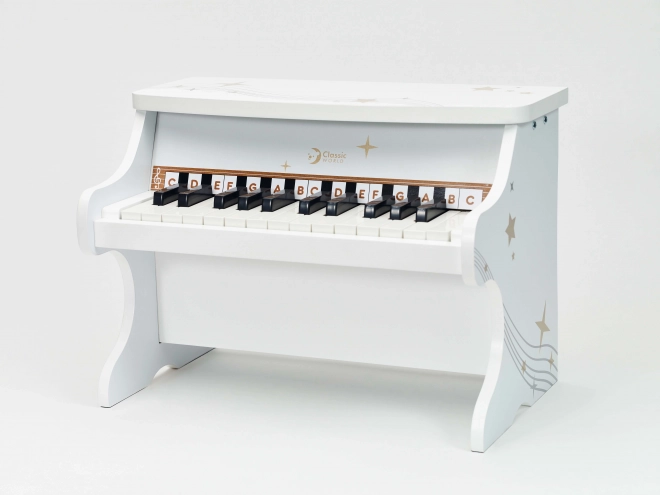 Pianină de lemn pentru copii Classic World cu carte de învățare