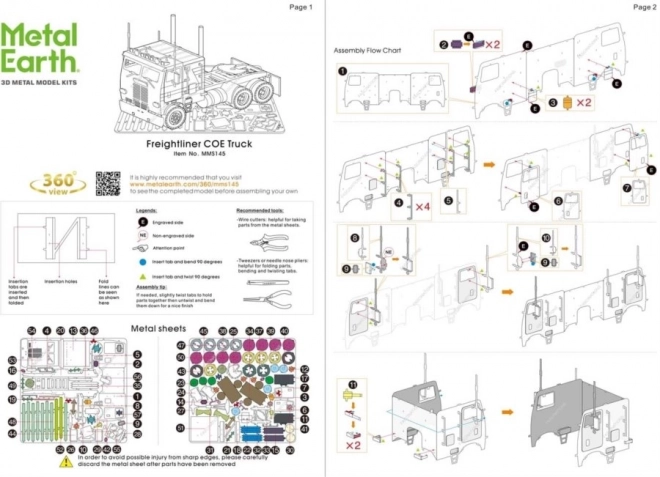 Puzzle 3D Metal Earth Camion Freightliner COE