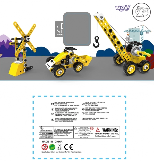 Set construcție vehicule 8 în 1 WOOPIE