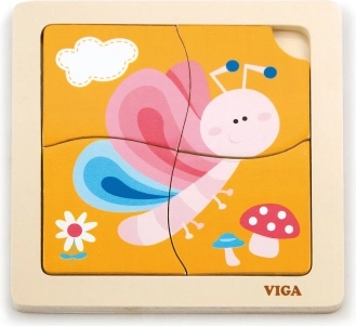Puzzle din lemn fluture 4 piese VIGA