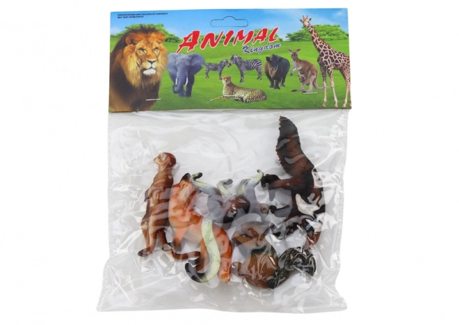 set figurine animale 5 piese cu veveriță, suricată, furnicar, vulpe, lemur