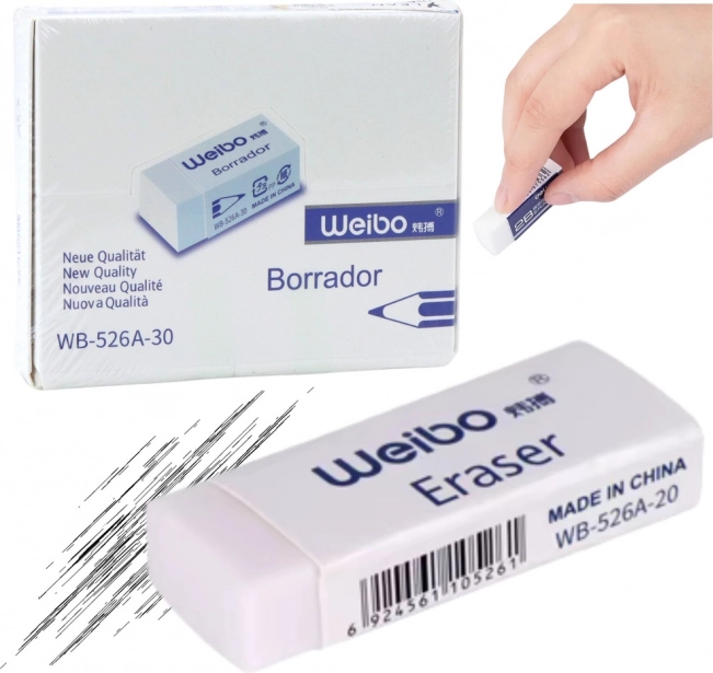 Gumă albă școlară și de birou WEIBO 4 cm