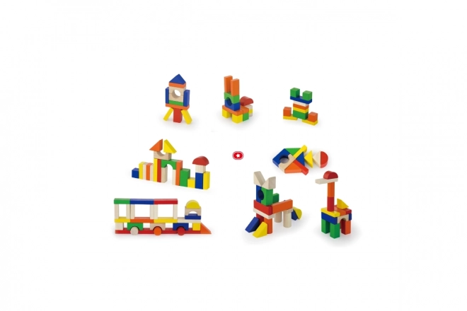 Set construcție din lemn cu 100 de cuburi