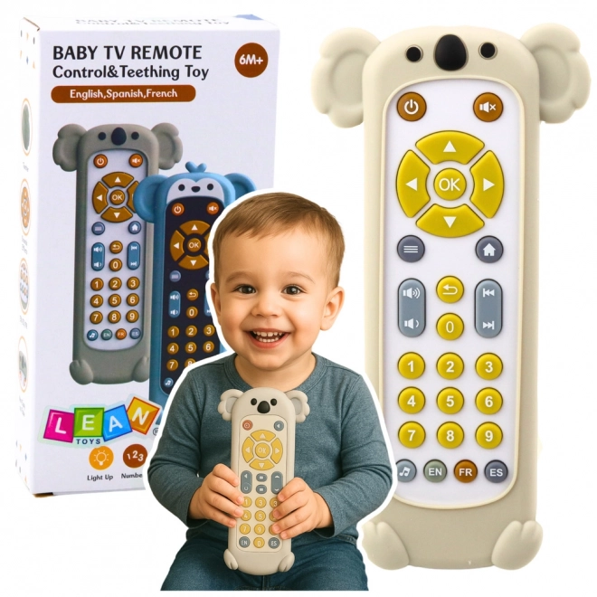 Telecomand interactiv pentru copii cu husă din silicon și koala bej