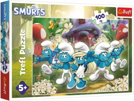 Puzzle Întâlniți-vă cu ștrumfii 100 de piese