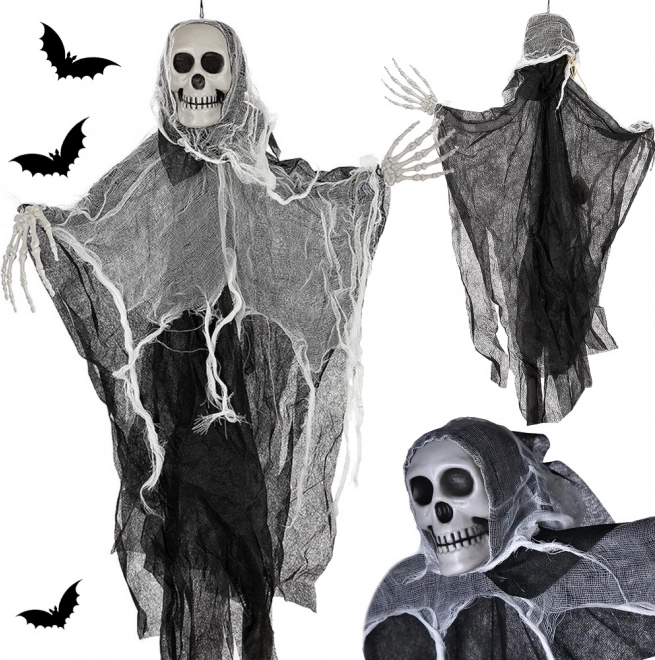 Decorațiune atârnată de Halloween – fantomă cu craniu hâd 80 cm