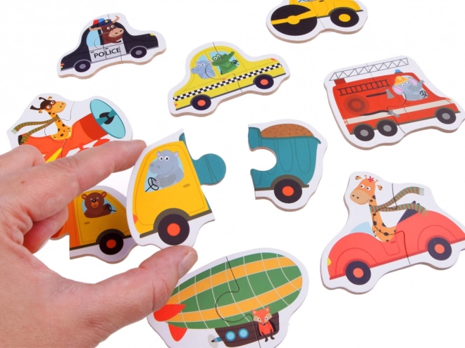 set colorat de puzzle cu vehicule pentru copii