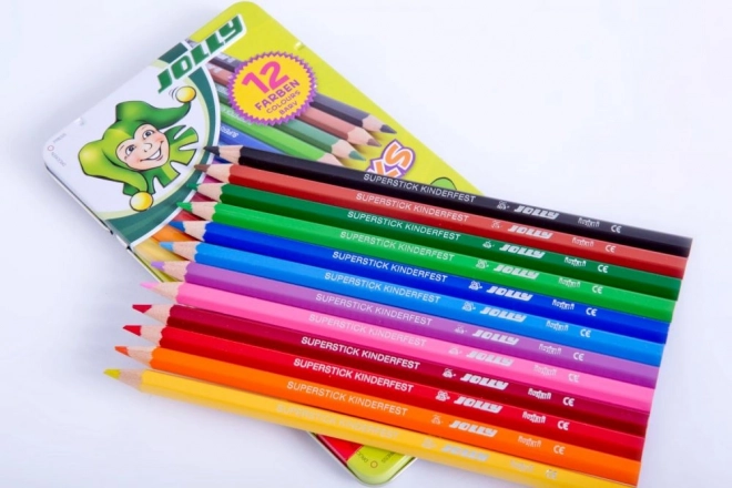 Kredki colorate Supersticks în cutie metalică