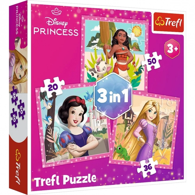 Puzzle 3 în 1 Prințesele Disney Flori Frumoase