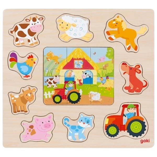 Puzzle din lemn cu animalele de la fermă