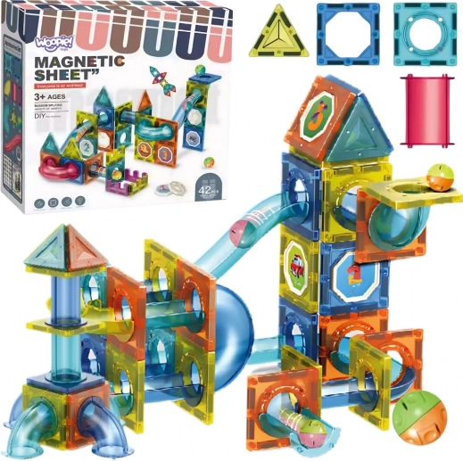 Woopie seturi de construcție magnetice 3D – pistă cu bile, 42 piese