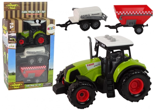 Tractor mare cu lumini LED și sunete - set de 2 mașini agricole