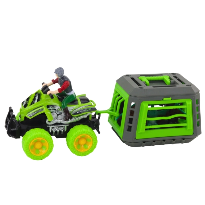 Quad cu șofer și cușcă pentru dinozaur