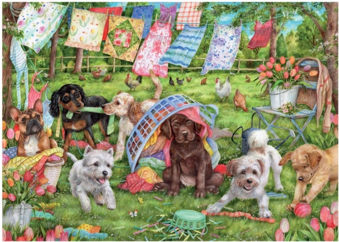 Puzzle Cățeluși în grădină 1000 piese