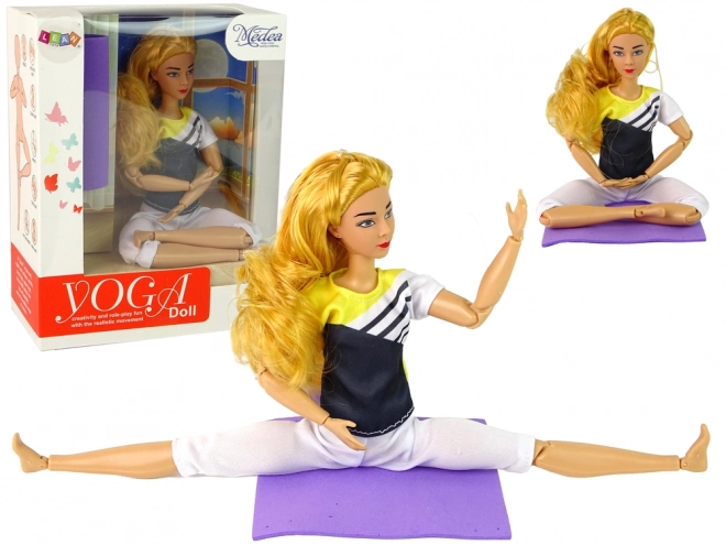 Păpușă pentru copii yoga cu păr lung blond