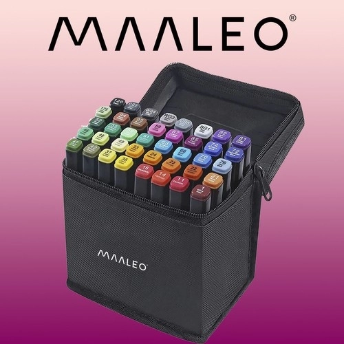 markere dublu vârf colorate cu alcool set 40 bucăți cu husă și organizator Maaleo