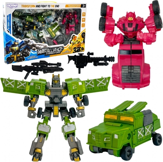Set Woopie roboți transformabili 4v1 mașini de luptă