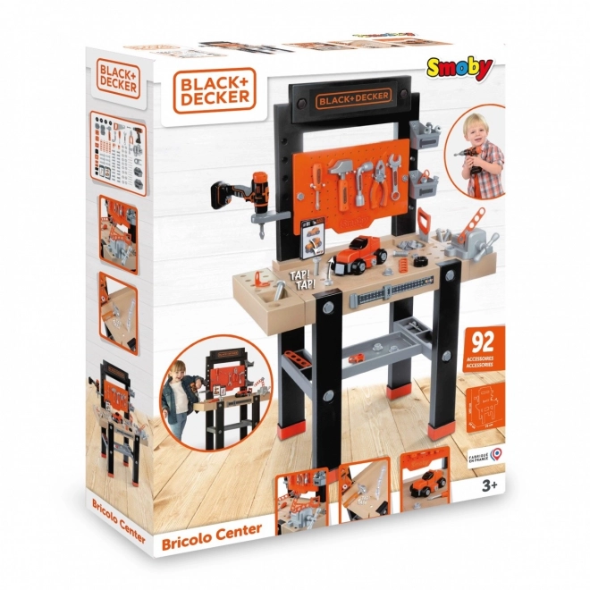 centru de lucru smoby black+decker pentru copii cu 92 de piese