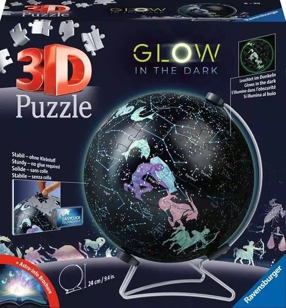 Puzzle minge glob pământesc stelat iluminat