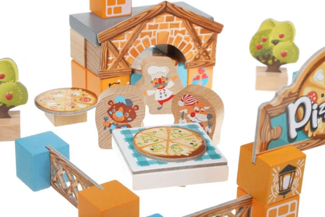 pizzerie din lemn cu accesorii de carton