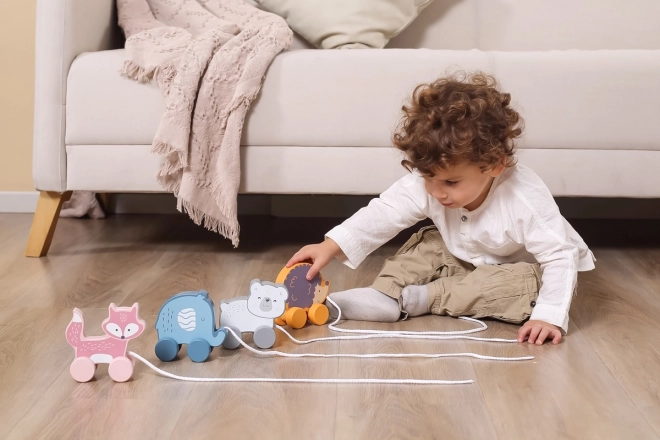 Elefant remorcabil din lemn