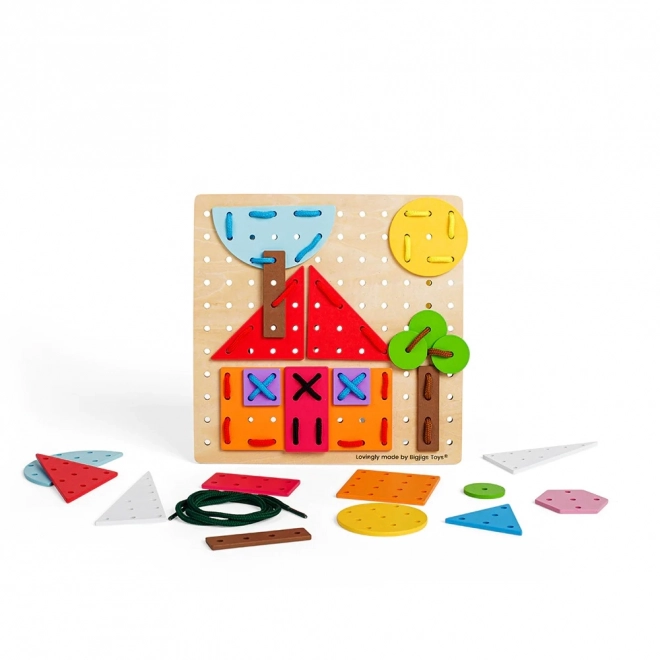 joc de snuruit forme geometrice din lemn Bigjigs Toys