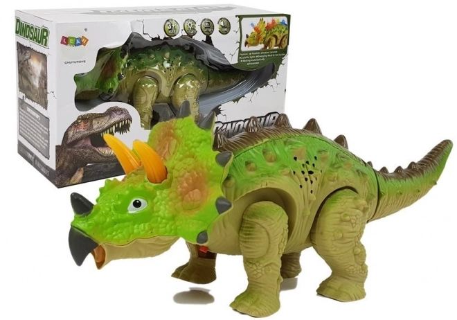 dinozaur interactiv triceratops verde