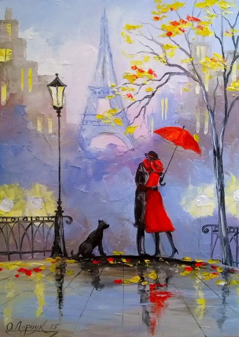 Puzzle Zi ploios în Paris 1000 piese