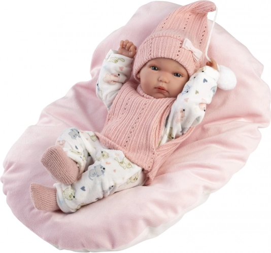 Păpușă realistă bebeluș FETIȚĂ cu corp din vinil 35 cm