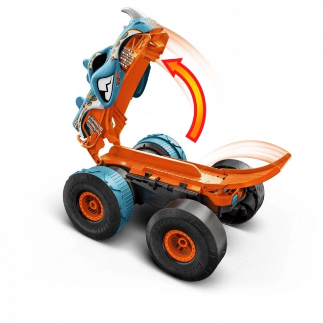 Pojazd RC Hot Wheels Monster Trucks Rhinomite Mega Transformare la Scară 1:12