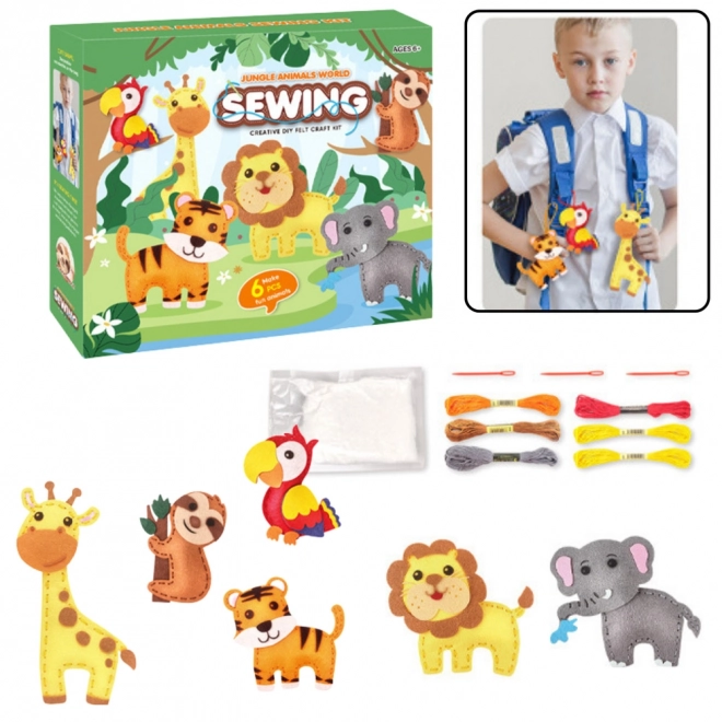 Set creativ cusut animăluțe junglă 6 piese