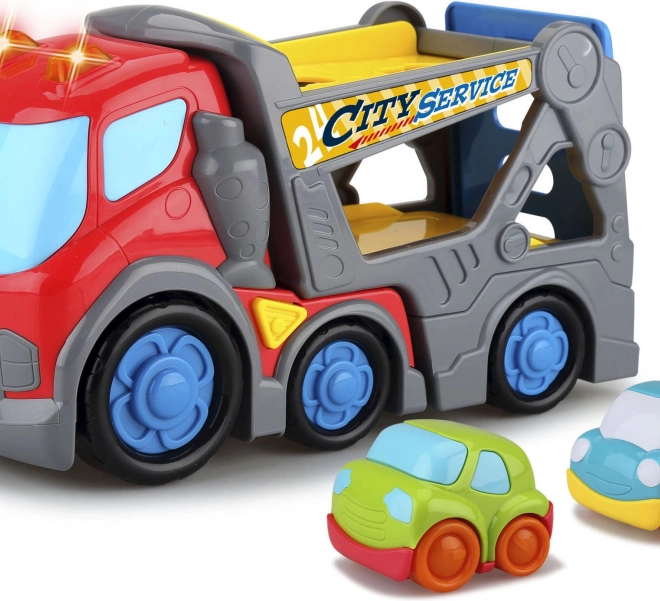 Kiddy camion de remorcare cu efecte, 31 cm + 2 mașini de 9 cm