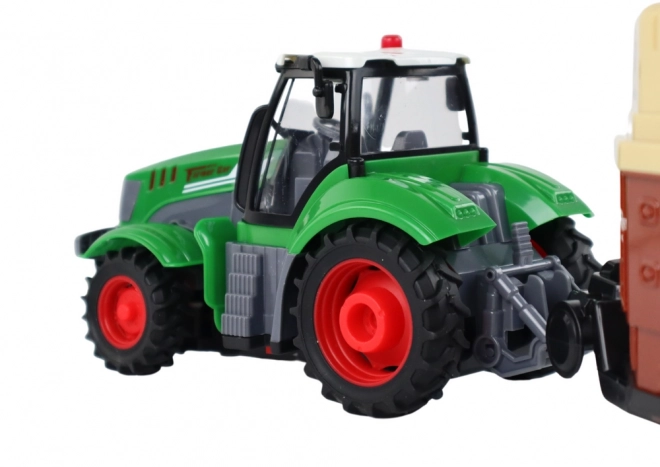 Tractor cu telecomandă pentru copii cu remorcă și efecte luminoase