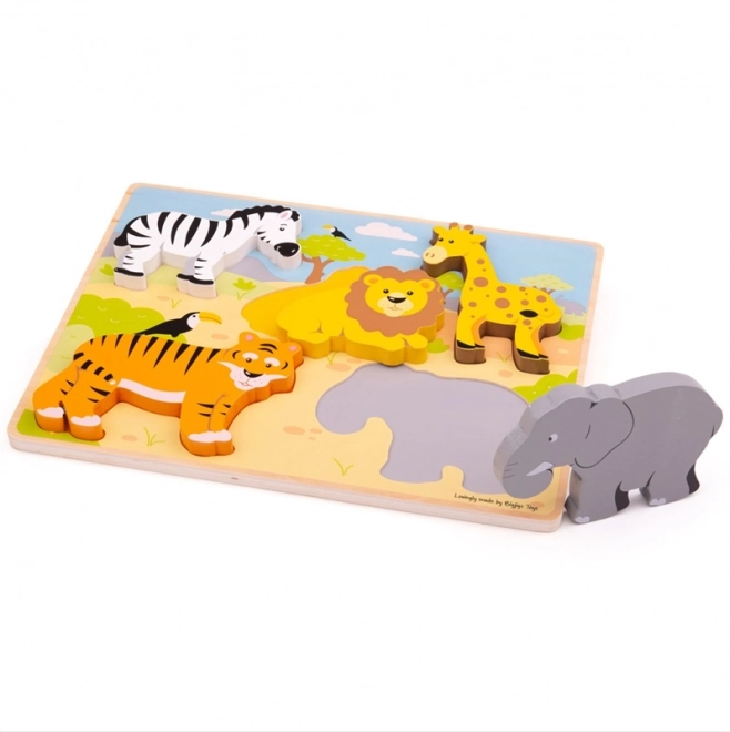 Puzzle Bigjigs Toys safari cu forme de inserare