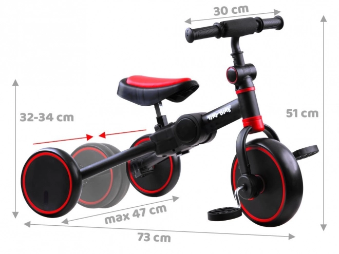 Bicicletă trike pentru copii 3în1 Tiny Bike – Roșu