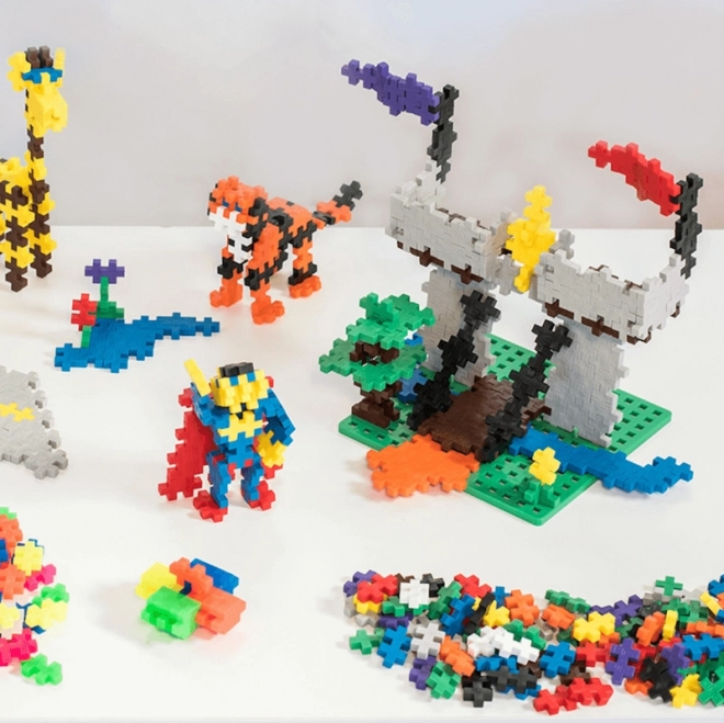 Set de Constructii PlusPlus Mini Mix 600 Elemente cu Plăci (Basic/Neon)