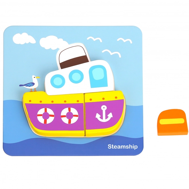 Puzzle din lemn pentru vehicule Woopie Montessori FSC