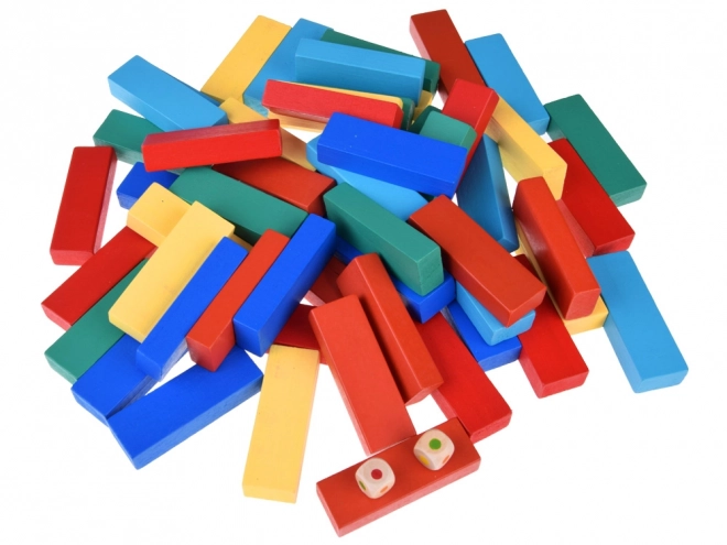Jenga turnul clătinător din lemn cu blocuri colorate