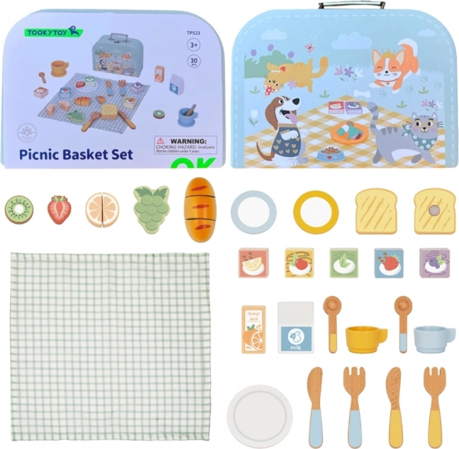 Set de Picnic din Lemn cu Fructe de Tăiat