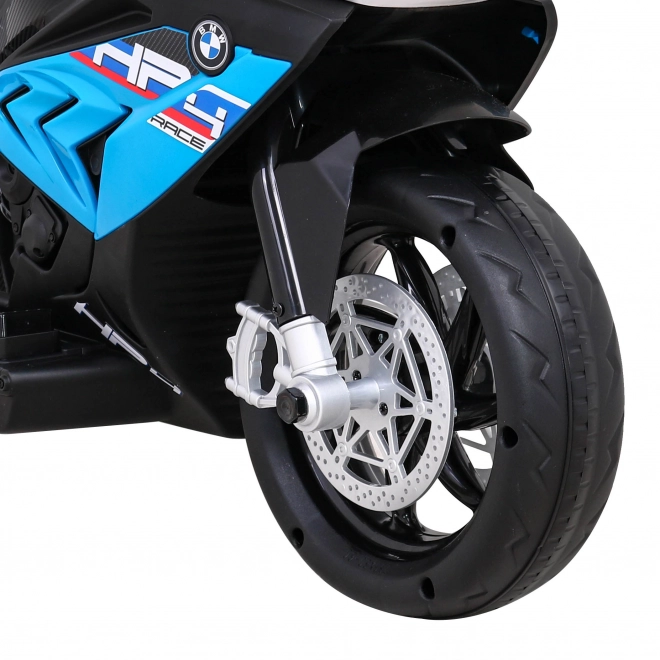 BMW HP4 Motocicletă pentru copii pe baterie Albastru + 3 roți + LED + MP3 USB + Piele Eco