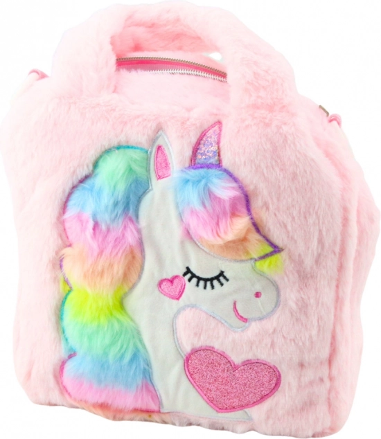 Geantă de pluș pentru copii cu unicorn roz