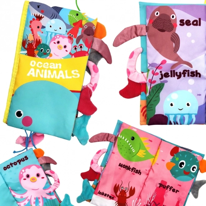 Carte senzorială cu cozi de animale marine pentru bebeluși Woopie