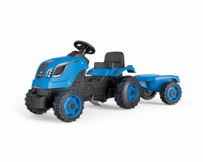 Tractor cu pedale Farmer XL albastru cu remorcă