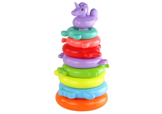 Piramidă unicorn cu 8 inele colorată